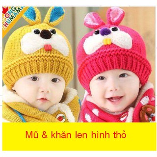 Set mũ khăn len thỏ
