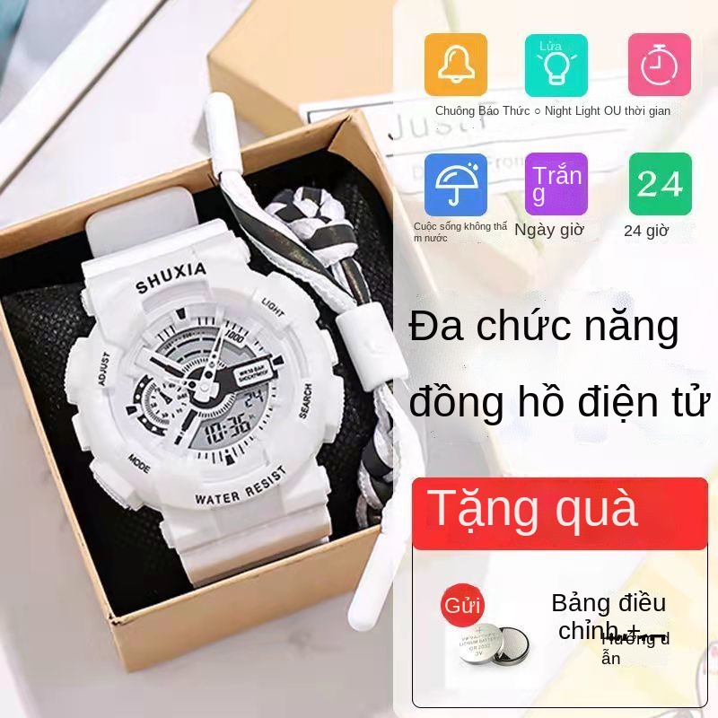 ✚❏Phiên bản dành cho sinh viên Hàn Quốc của đồng hồ chống thấm nước đơn giản, mặt số lớn đa chức năng, thể thao nam và n