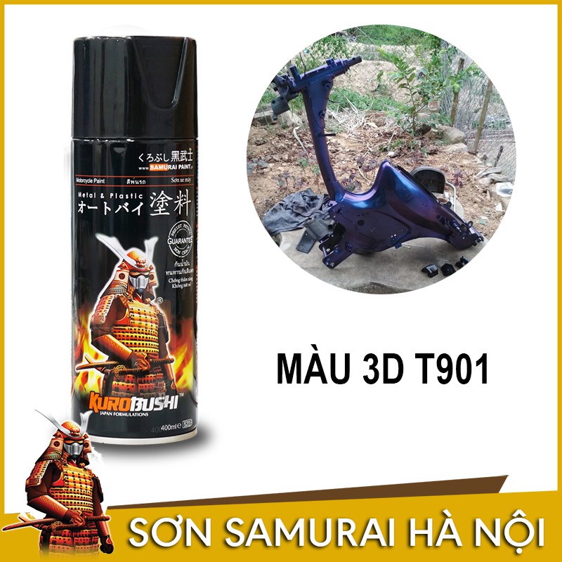 Sơn Xịt Màu Titan 3D T901 Sơn Samurai - Combo Màu Xanh Tím