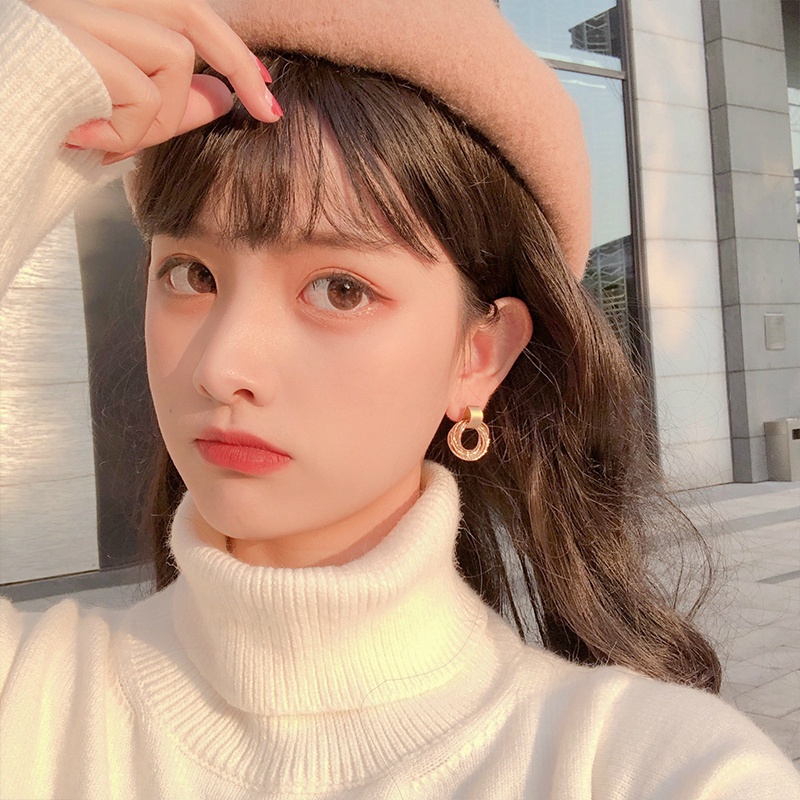 Khuyên Tai Tròn Nhiều Lớp Phong Cách Vintage Hàn Quốc Cho Nữ