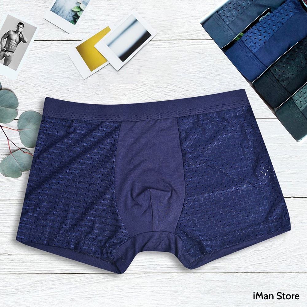 Combo Hộp 4 Quần Sịp Đùi Nam Thông Hơi, Quần Lót Nam Nhật Bản MUJI Dạng Lưới Thoáng Khí, Kháng Khuẩn Cao Cấp iMan Store