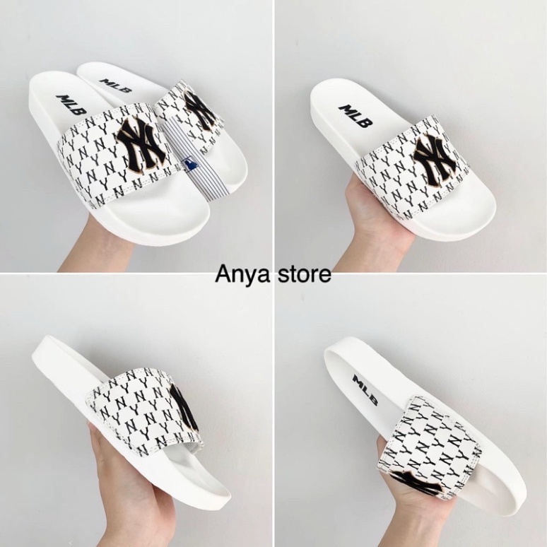 Dép 𝗠𝗟𝗕 𝗡𝗬 Thêu Chữ Cao Cấp - Dép Quai Ngang Nam Nữ Thời Trang Hottrend 2022