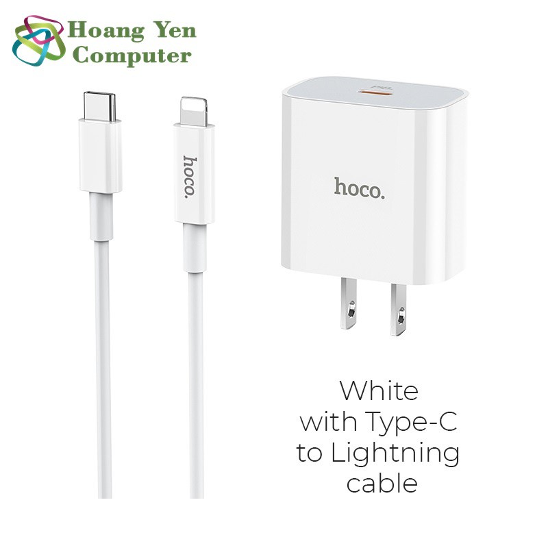 Bộ Sạc Nhanh 20W Cho IPhone IPad Hoco C76 + Cáp Sạc TYPE C - LIGHTNING (QC3.0, PD 20W) - BH 1 Năm Chính Hãng