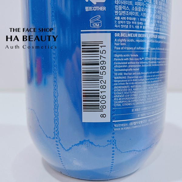 Dầu gội dưỡng ẩm phục hồi giảm rụng tóc kích thích mọc tóc thơm lâu The Face Shop Dr Belmeur Derma Repair Shampoo 500ml