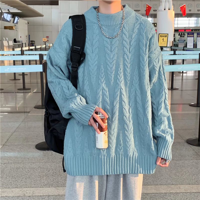 Áo sweater tay dài dáng rộng màu trơn phong cách mùa đông cho nam Hàn Quốc Sọc áo dài tay áo phông Nam Bigsize  Unisex áo len from rộng