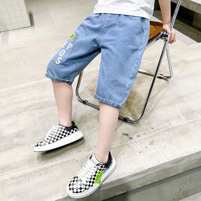 Quần short denim BXPB ống rộng nhiều túi phong cách Hàn Quốc thời trang mùa hè dành cho bé trai