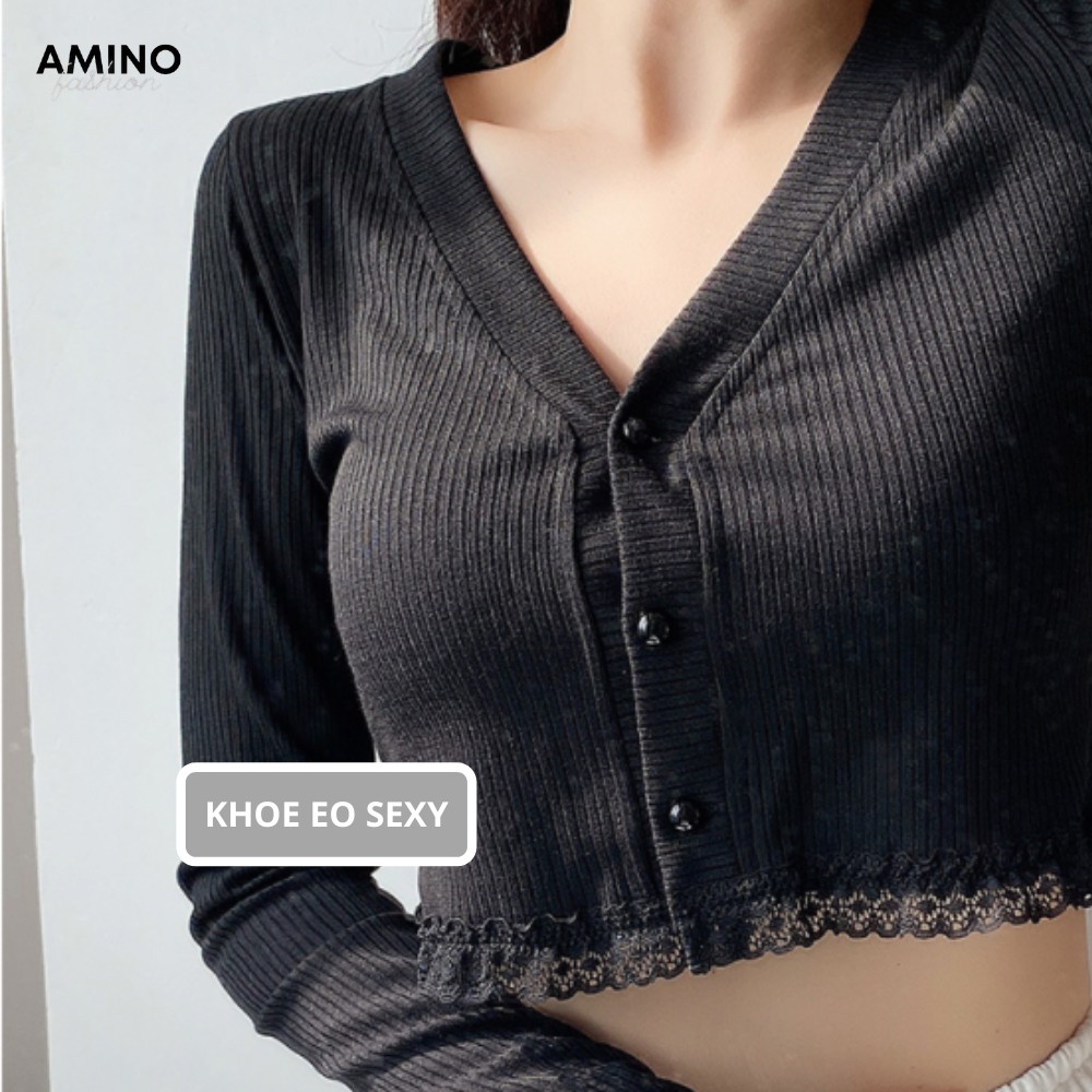 [Mã FAMAYWA giảm 10K đơn 50K] Áo croptop nữ tay dài phối ren thời trang | BigBuy360 - bigbuy360.vn