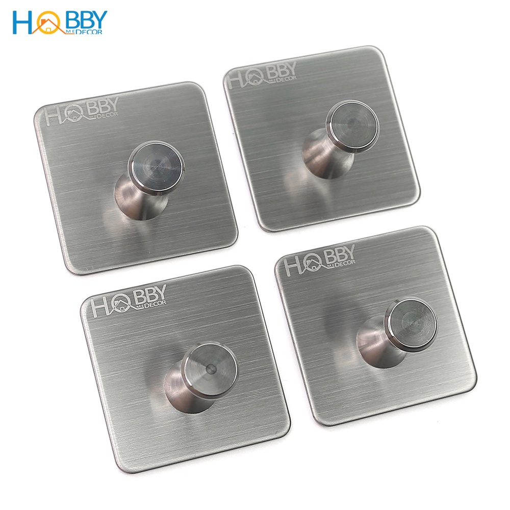 Combo 4 móc treo đồ dán tường inox 304 Hobby Home Decor V28-4 kèm keo