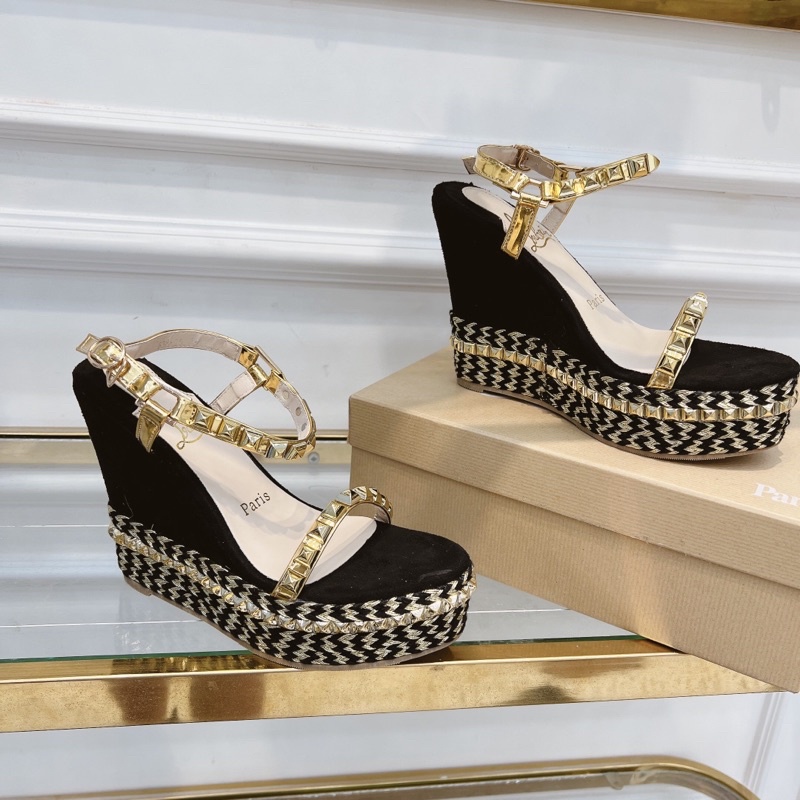 Sandal đế xuồng siêu cao viền tán đinh lou•bou•tin fullbox