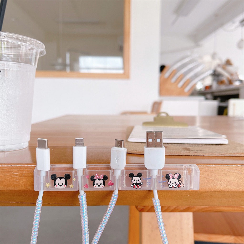 Kẹp Giữ Dây Cáp Sạc Để Bàn 1 Đầu 4 Dây Hình Động Vật Hoạt Hình Đáng Yêu