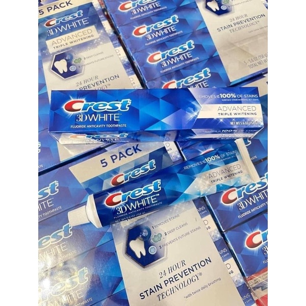 Kem đánh răng Crest 3D White Advanced Triple Whitening (Mỹ)