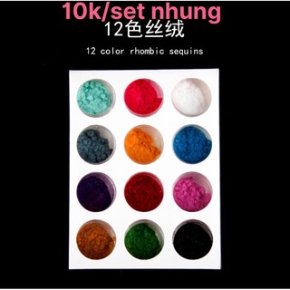 Xả hàng 10 Set 12 màu Nhung trang trí móng