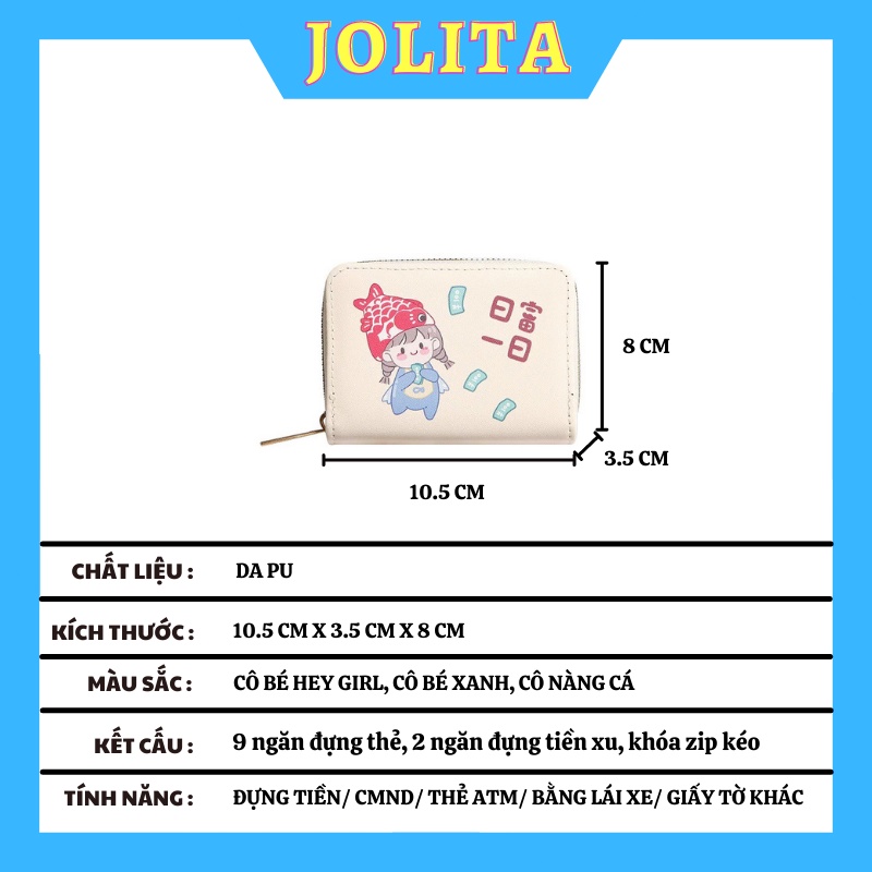 Ví nữ mini bỏ túi nhiều ngăn giá rẻ dễ thương phong cách Hàn Quốc đẹp cao cấp cầm tay nhỏ gọn JOLITA VN34