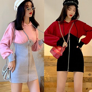 Đầm hoodie dáng ôm phong cách Hàn Quốc nữ tính