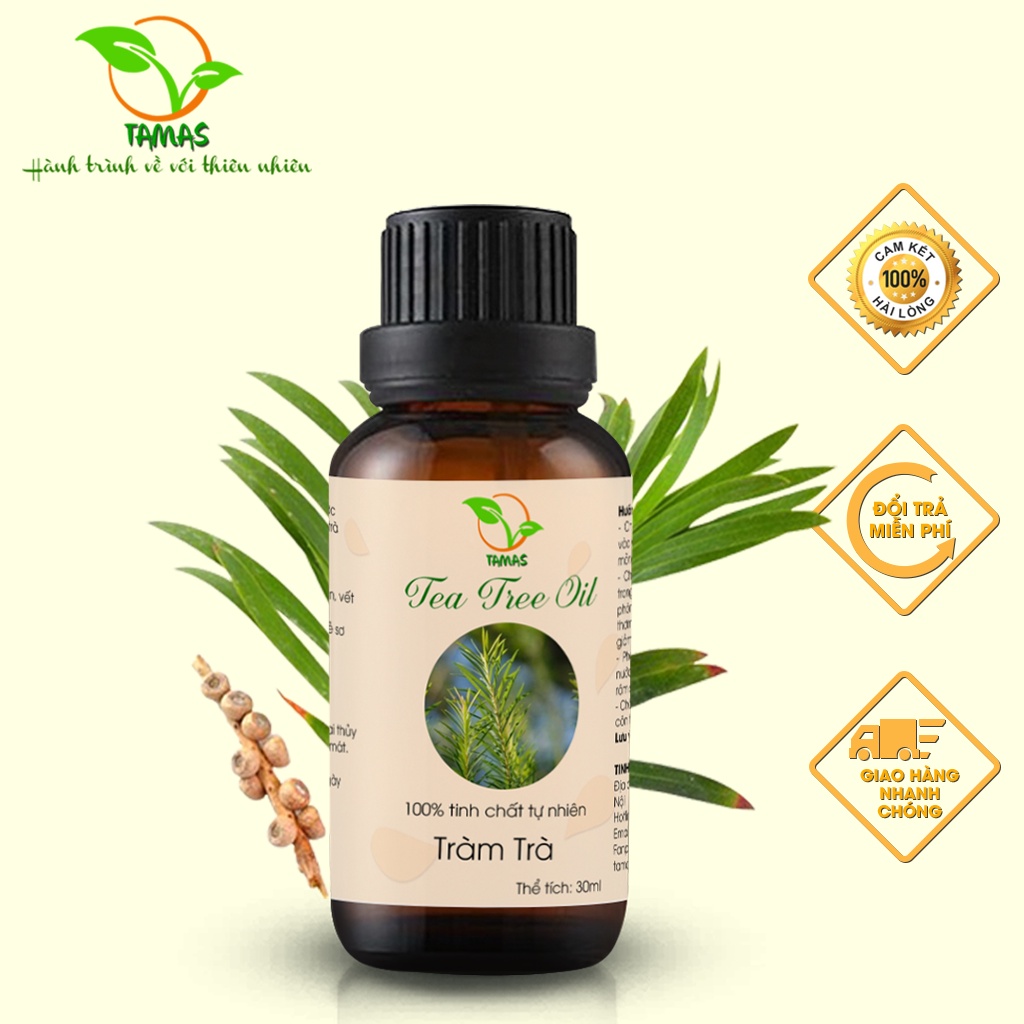 Tinh dầu Tràm Trà nguyên chất chai 10ml/30ml TAMAS, Tinh dầu thơm phòng, khử mùi, thanh lọc không khí, làm đẹp da,...