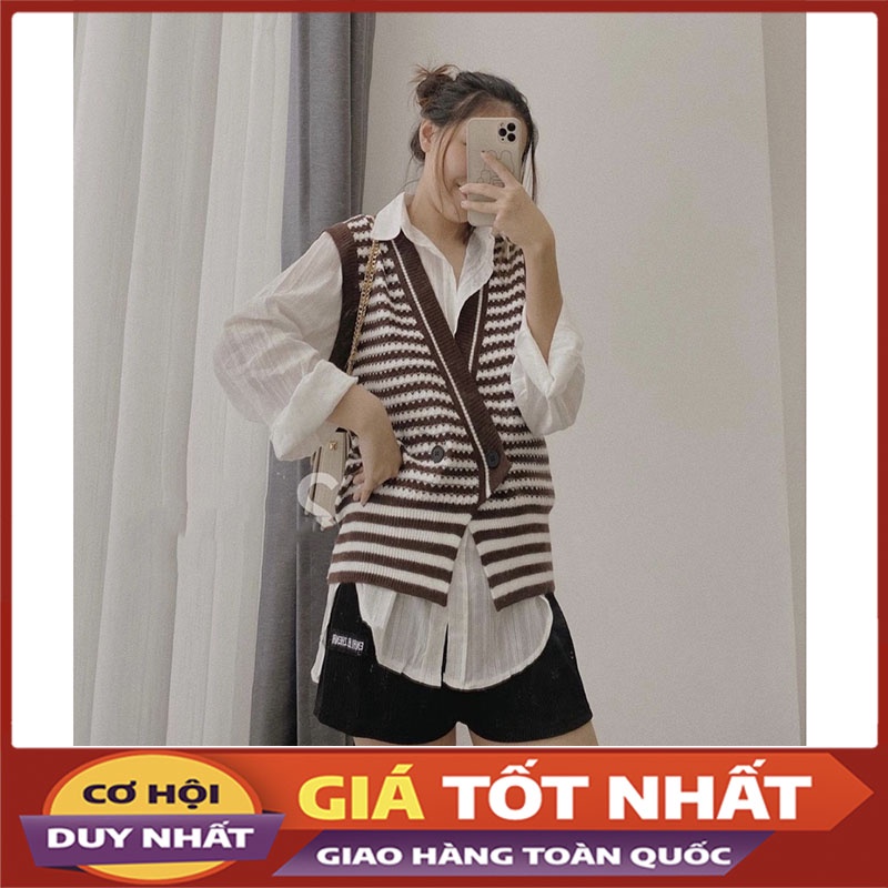 Áo Gile Len Sọc Ngang Phong Cách Hàn Quốc M2902-Violet