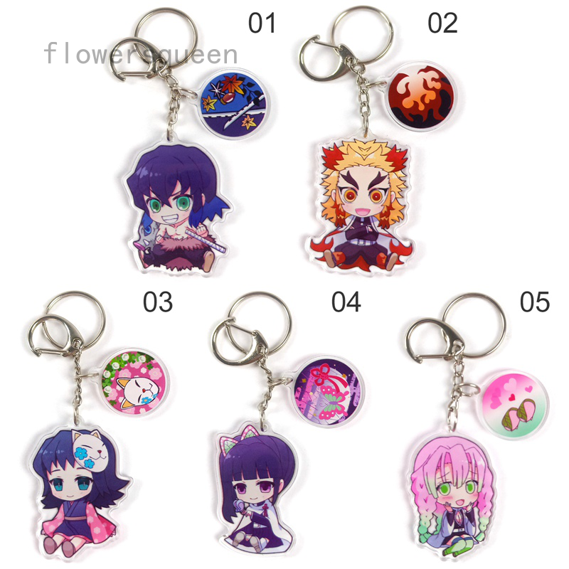 flowersqueen Móc chìa khóa mặt hình nhân vật hoạt hình ngộ nghĩnh