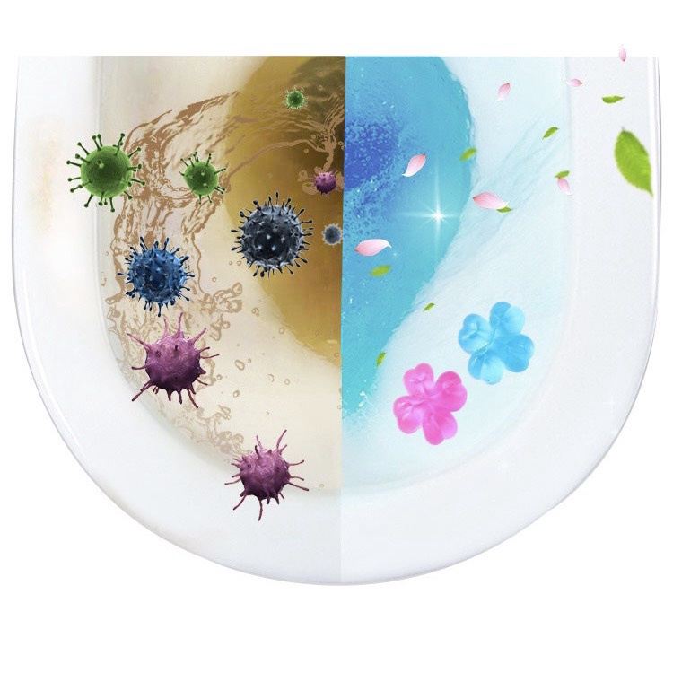 Gel thơm khử trùng bồn cầu diệt khuẩn toilet gel dính bồn cầu dạng thạch hình bông hoa Gel thơm làm sạch Orange Shop