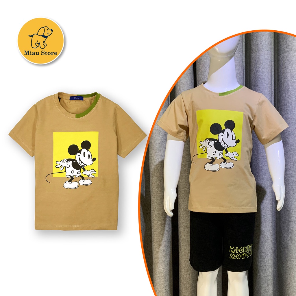 Quần Áo Trẻ Em, Áo Thun Bé Trai Cao Cấp In Hình Chuột Mickey, Thun Cotton 100% Cho Bé Từ 9Kg Đến 55Kg