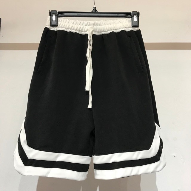 Quần short 2V unisex line sọc thể thao ống rộng