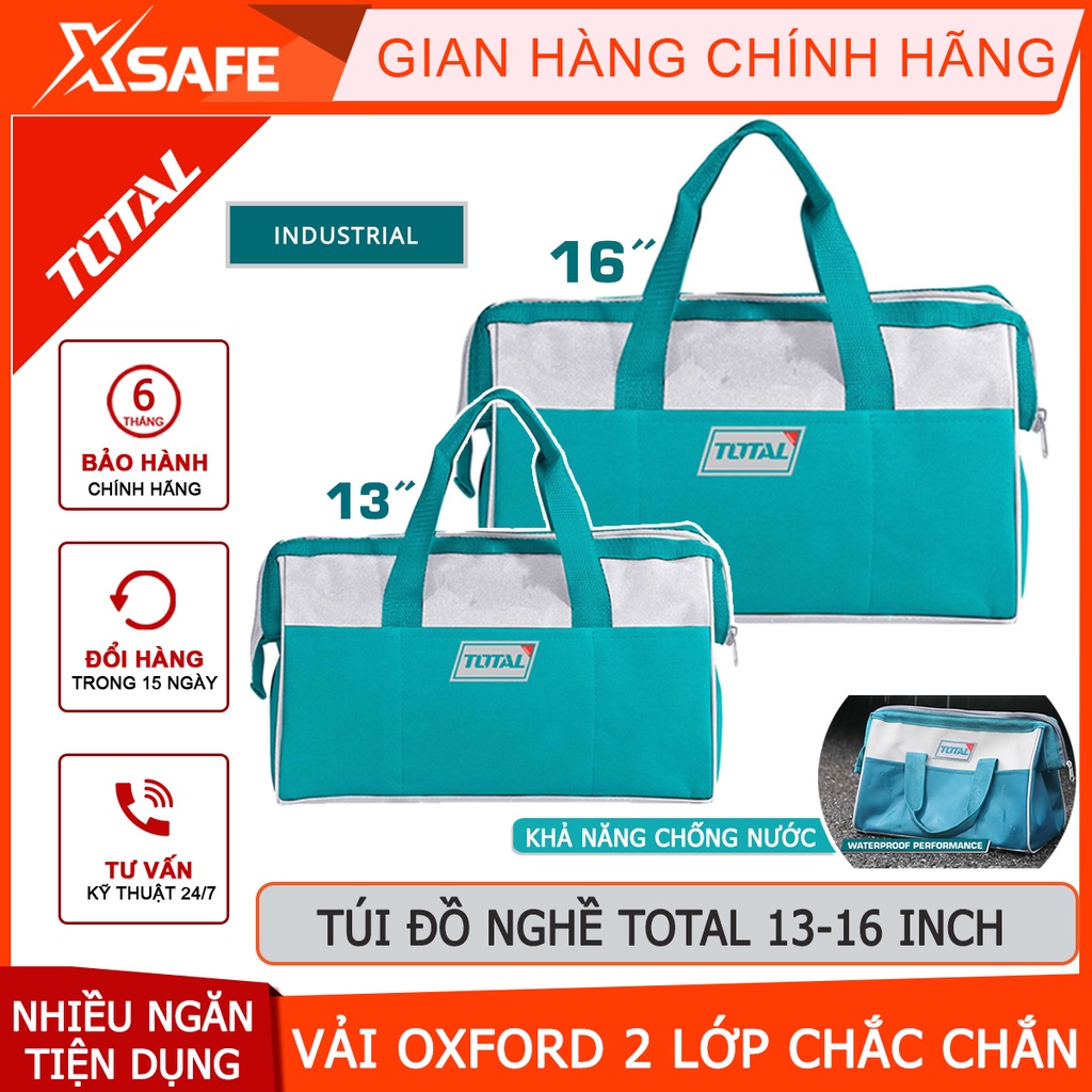 Túi đựng đồ nghề TOTAL 13-16inch 2 lớp vải oxford chống nước hiệu quả, đựng dụng cụ cơ khí, điện lạnh, công trình