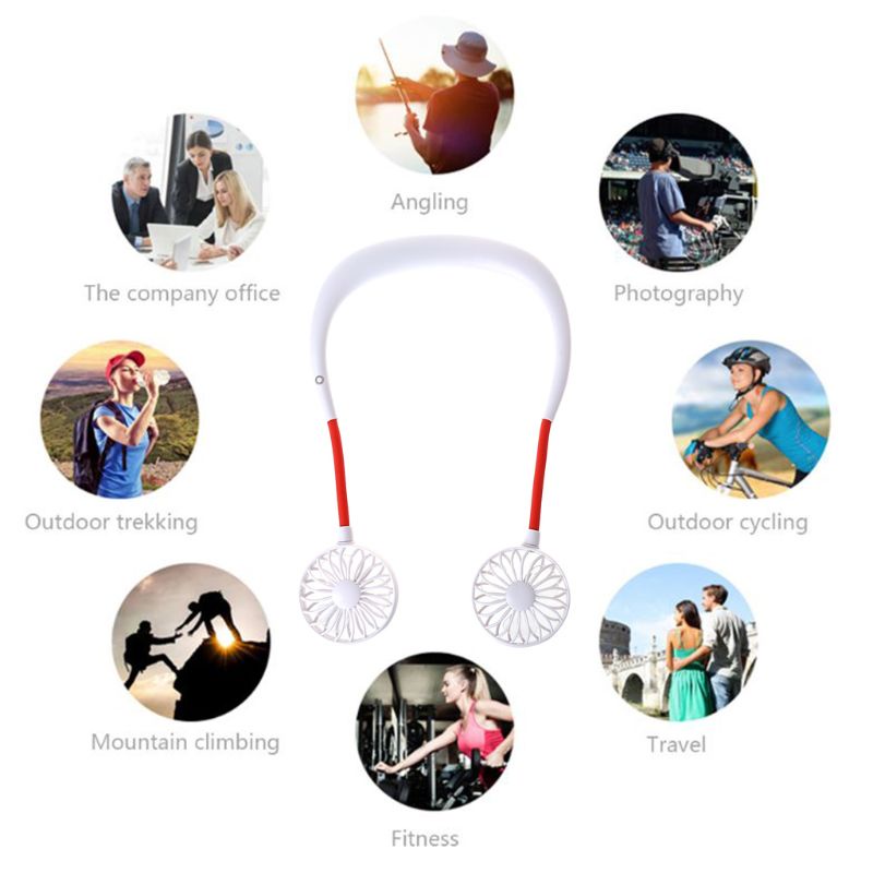 Quạt Làm Mát Mini Đeo Cổ Rảnh Tay Có Thể Sạc Lại Bằng Cổng USB