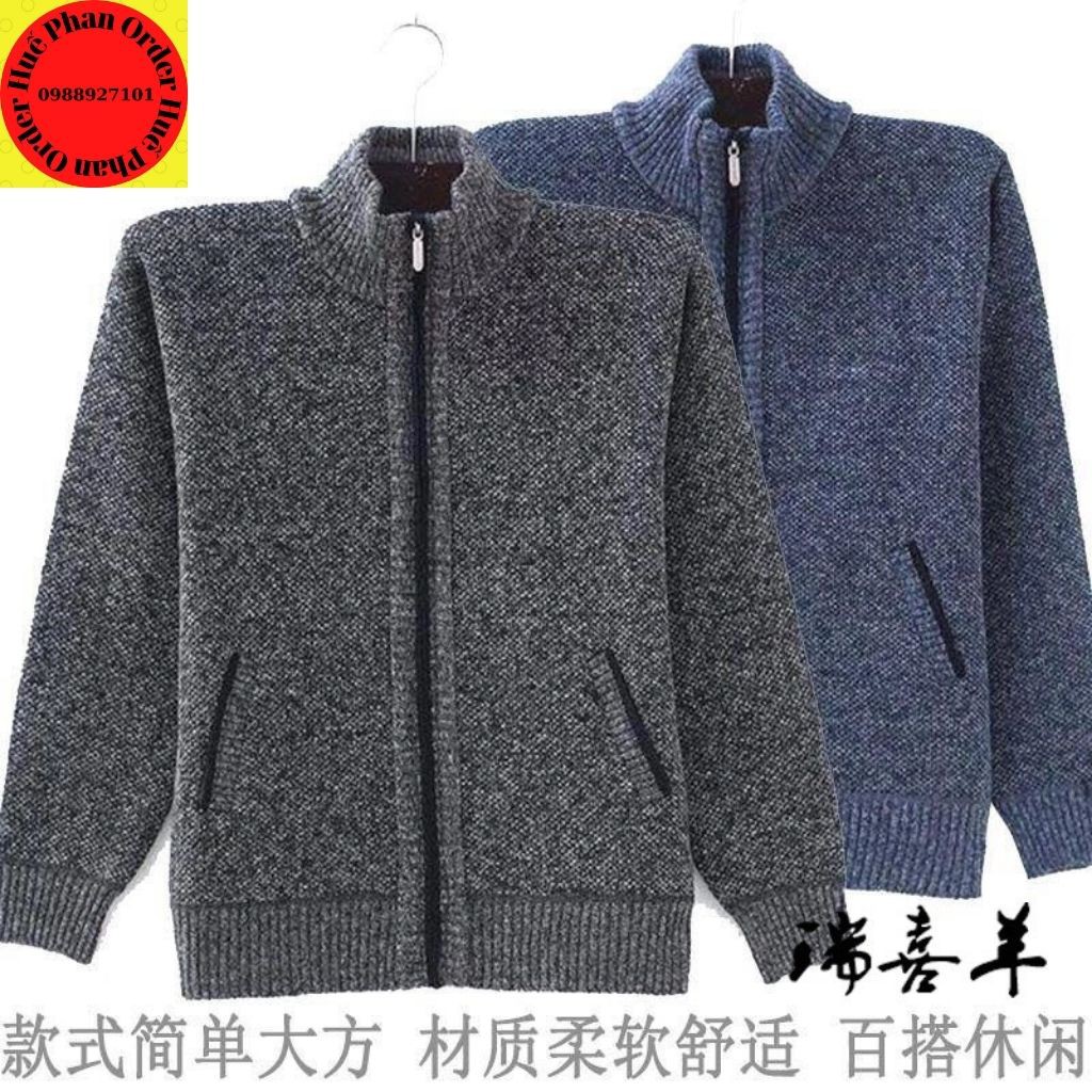 Áo khoác len lót nỉ cực ấm cho bố