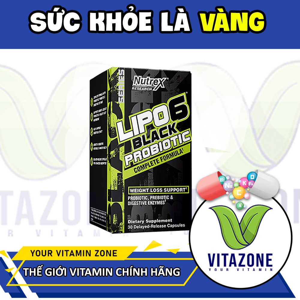 Viên uống Nutrex Lipo6 Probiotic, hỗ trợ giảm mỡ và bổ sung enzyme lợi khuân, hỗ trợ tiêu hóa, 30 viên