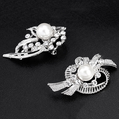 [Hàng Có Sẵn] Set 12 Ghim Cài Áo Hình Hoa Đính Kim Cương Giả Và Ngọc Trai Giả Trang Trí Khăn Cho