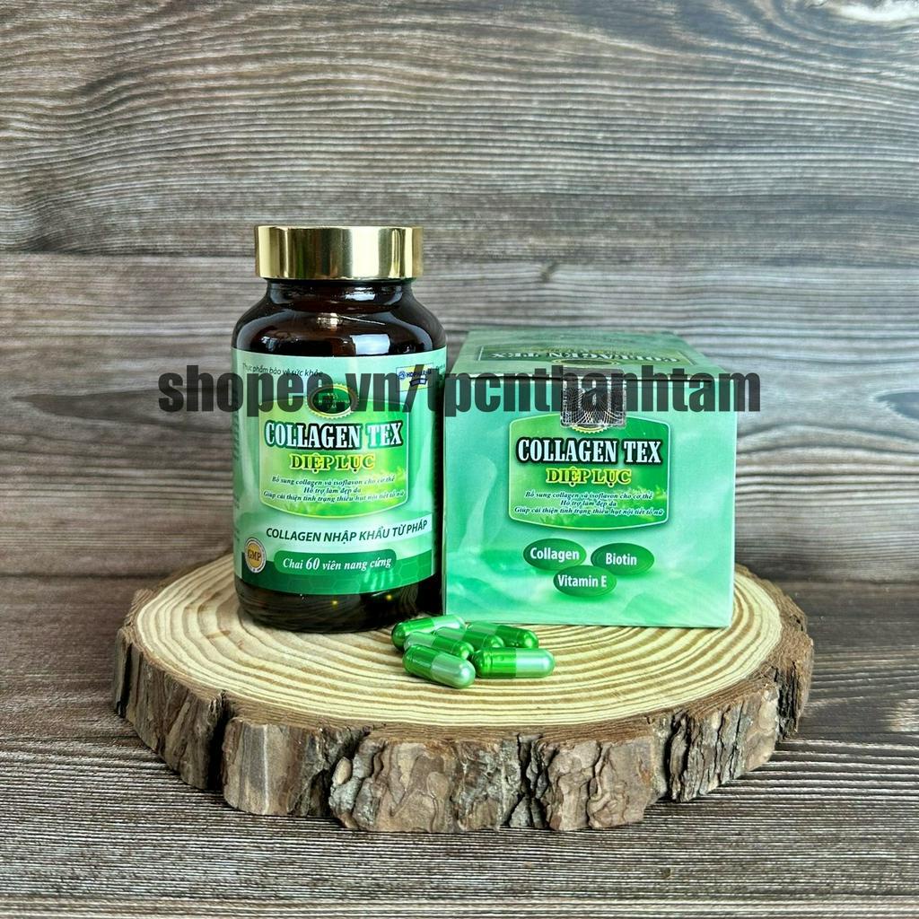 Collagen Diệp Lục TEX hỗ trợ làm đẹp da, trắng sáng da, giảm nám, mờ thâm - Hộp 60 viên
