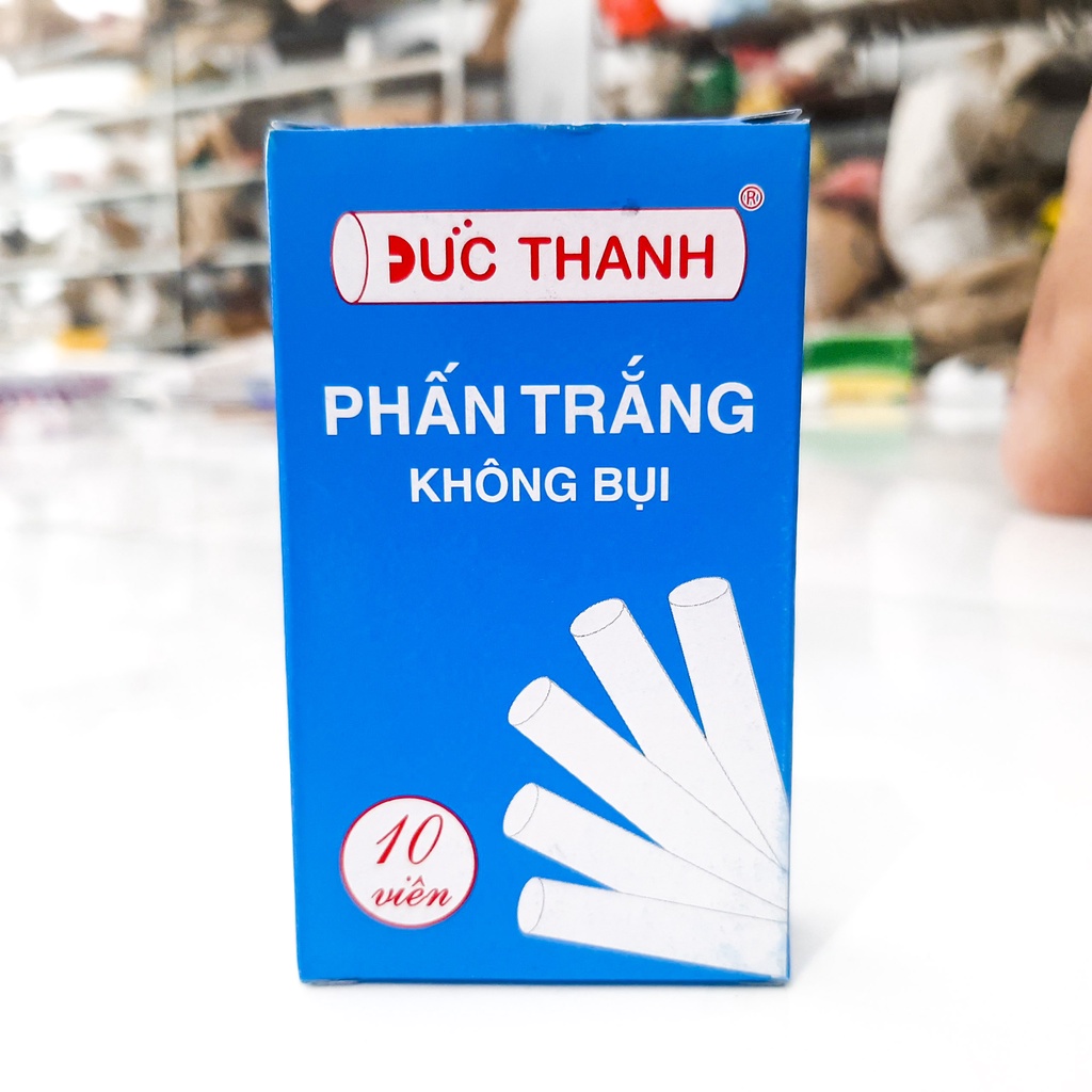 Phấn viết bảng không bụi Đức Thanh Hộp Màu Xanh (10 viên)