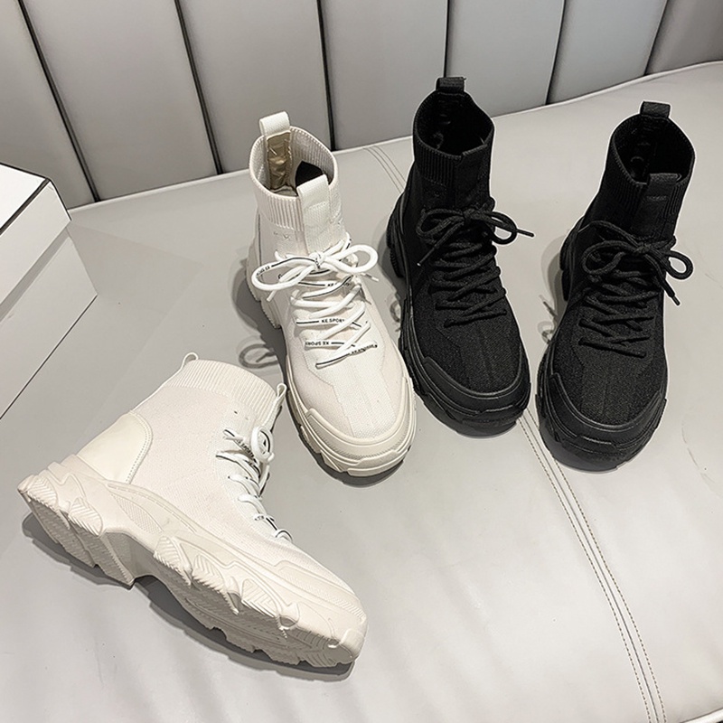 Giày bốt Martin IELGY vải dệt co giãn thoáng khí đế dày buộc dây thời trang cho nữ