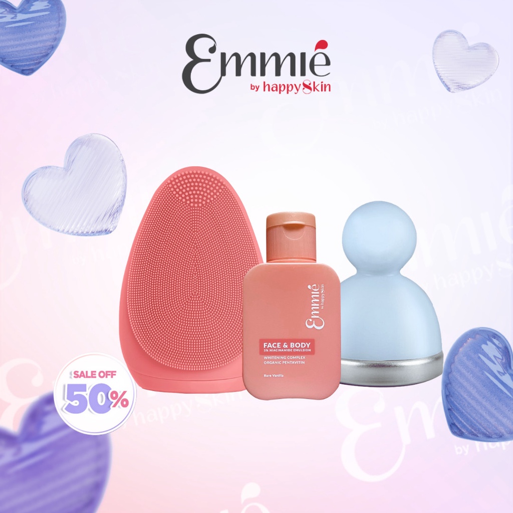 Combo Special Pinky: 1 Máy Rửa Mặt Emmié + 1 Cây Lăn Lạnh + 1 Kem Dưỡng Trắng Da Trắng Da Cho Mặt Và Cơ Thể Emmié 85ml