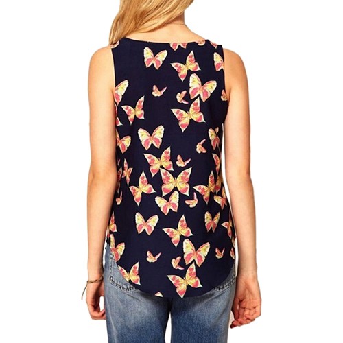 Áo Voan Sát Nách In Họa Tiết Bươm Bướm Thời Trang Dành Cho Nữ