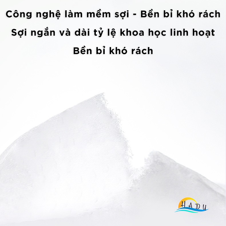 Giấy ăn vuông cao cấp bốn lớp chất liệu gỗ nguyên chất an toàn cho da dập nổi làm sạch hiệu quả Hadu