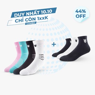 Combo tất thể thao Redikick R02 & 3 đôi R365 thấp chống trượt thoáng khí có đệm cho bóng rổ bóng đá chạy bộ gym nam nữ