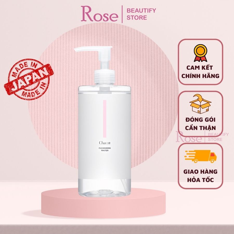 Nước tẩy trang Chacott Cleansing Water, tẩy trang không cồn cho da dầu, da mụn, da nhạy cảm 500ml Rose.beautify