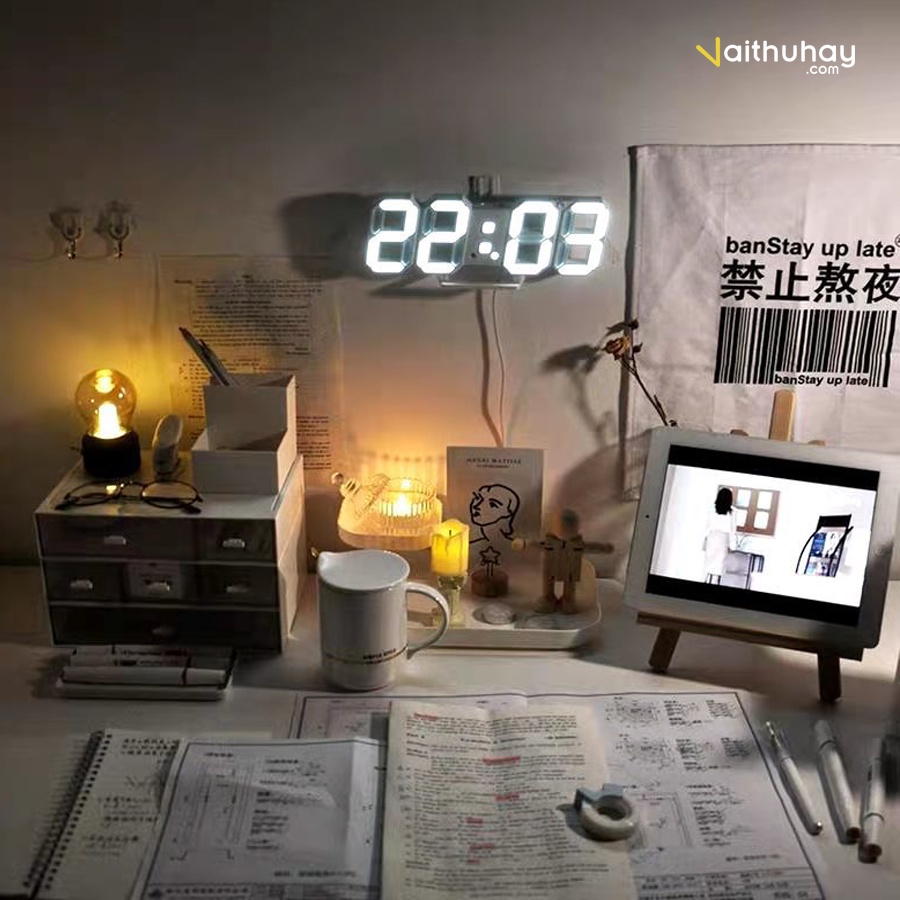 Đồng Hồ Led Trang Trí Smart Clock 3D Để Bàn Thông Minh Vaithuhay