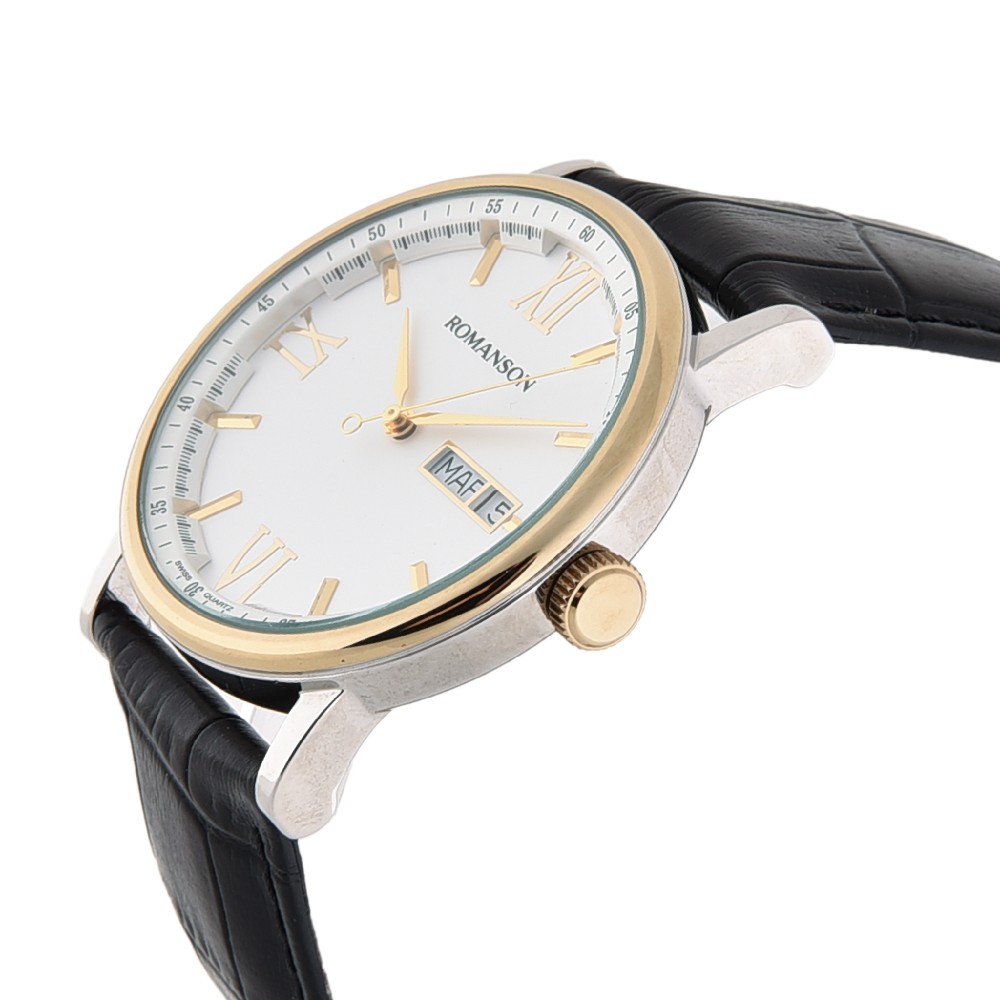Đồng hồ Romanson Men Classic Watch TL1275MCWH nam máy Thụy Sĩ, mặt mỏng kính chống xước, dây da cao cấp chính hãng