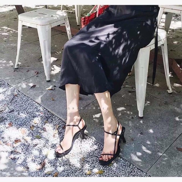 Sandal quai mảnh gót nhọn cao 5 phân tiểu thư kèm ảnh thật