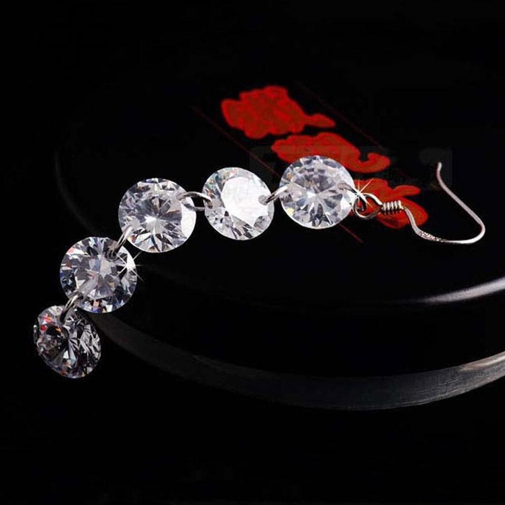 Bông tai dáng dài đính đá zircon tinh tế dành cho nữ
