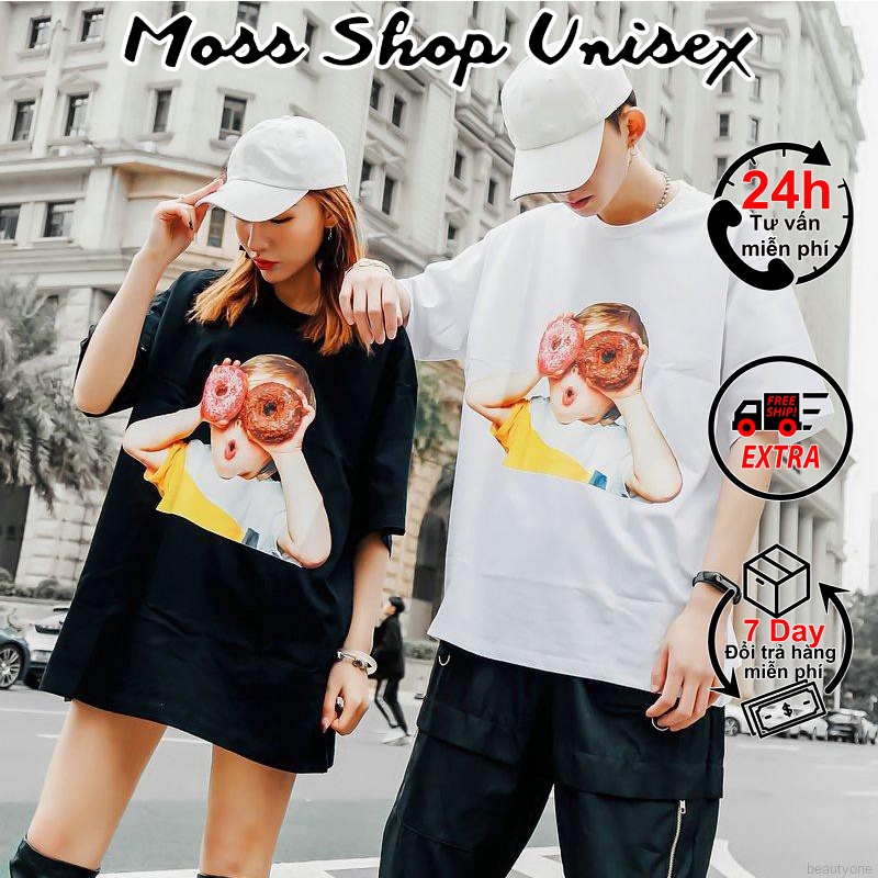 Áo thun tay lỡ unisex ADLV Cậu Bé Donut MOSSSHOP - Áo phông nam nữ phong cách hàn quốc ulzzang form rộng 65kg
