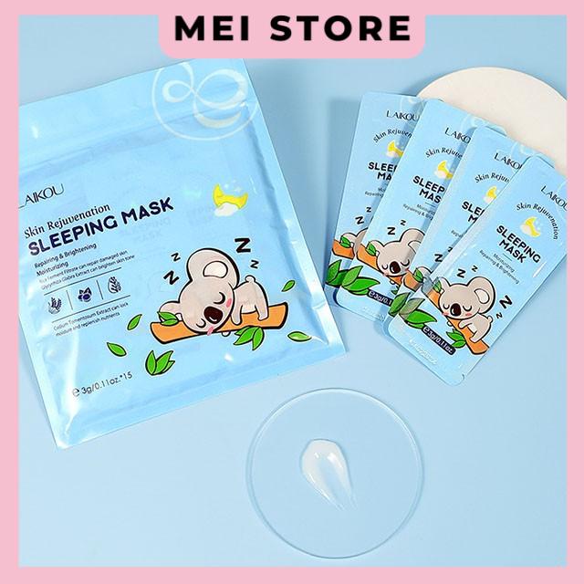 Túi 15 Gói Mặt Nạ Ngủ LAIKOU SLEEPING MASK Hình Chú Gấu Ngủ Trẻ Hóa Dưỡng Ẩm Làm Sáng Da