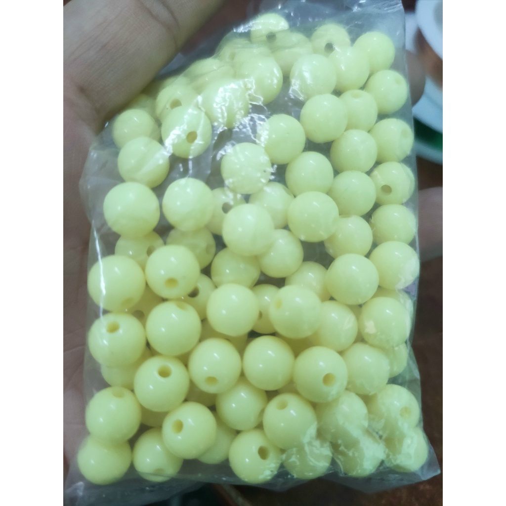 10-25-50gam hạt nhựa tròn bóng màu vàng size  8,10mm