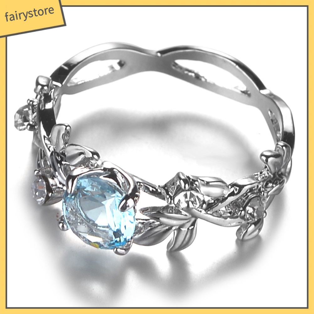 Nhẫn Hợp Kim Hình Lá Đính Đá Lấp Lánh