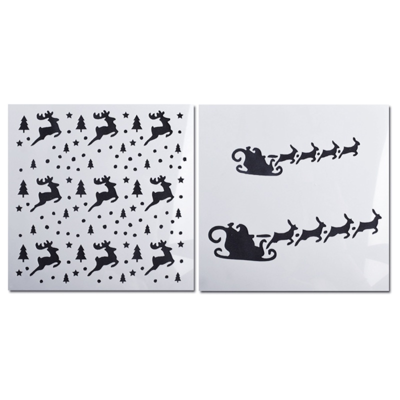 Bộ 2 Khuôn Tô Màu Trang Trí Hình Tuần Lộc Giáng Sinh