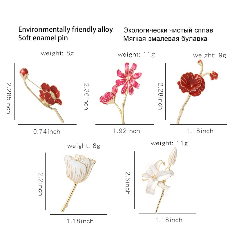 Ghim cài áo hình hoa tulip đính đá nhân tạo hợp thời trang