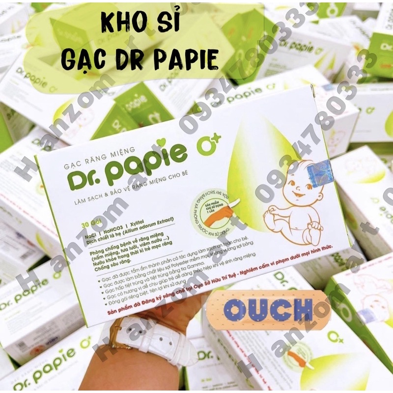 Gạc rơ lưỡi Dr Papie vệ sinh răng miệng / Rơ lưỡi Dr Papie cho bé (30 gói)