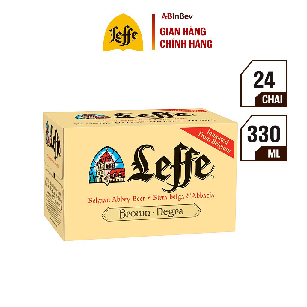 Thùng 24 Chai Leffe Brune (Leffe Nâu) - Bia Nhập Khẩu (330 ml/ chai)