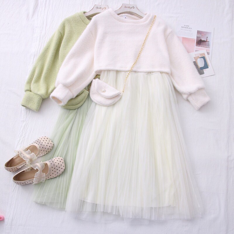 Set áo váy len công chúa kèm túi siêu xinhh | BigBuy360 - bigbuy360.vn